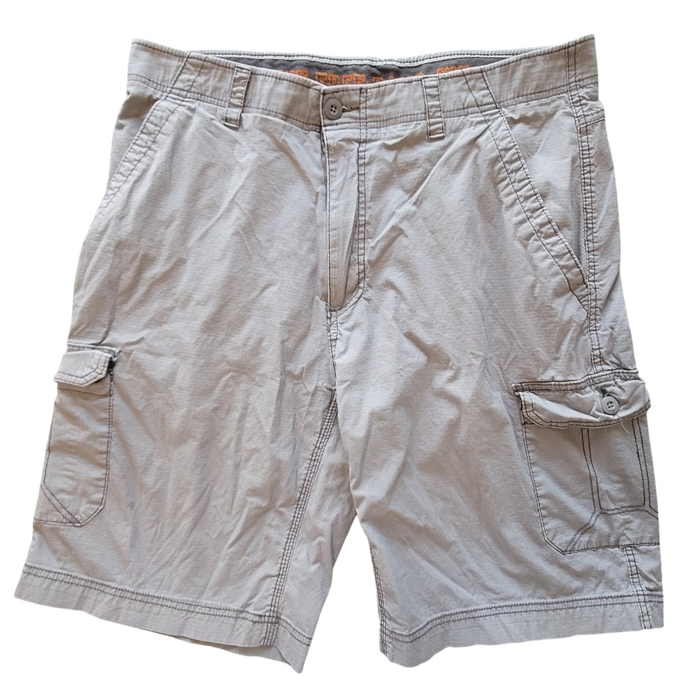 WearFirst Cargo Shorts Mens 36 Gray Ripstop Stretch Cotton Utility Outdoor